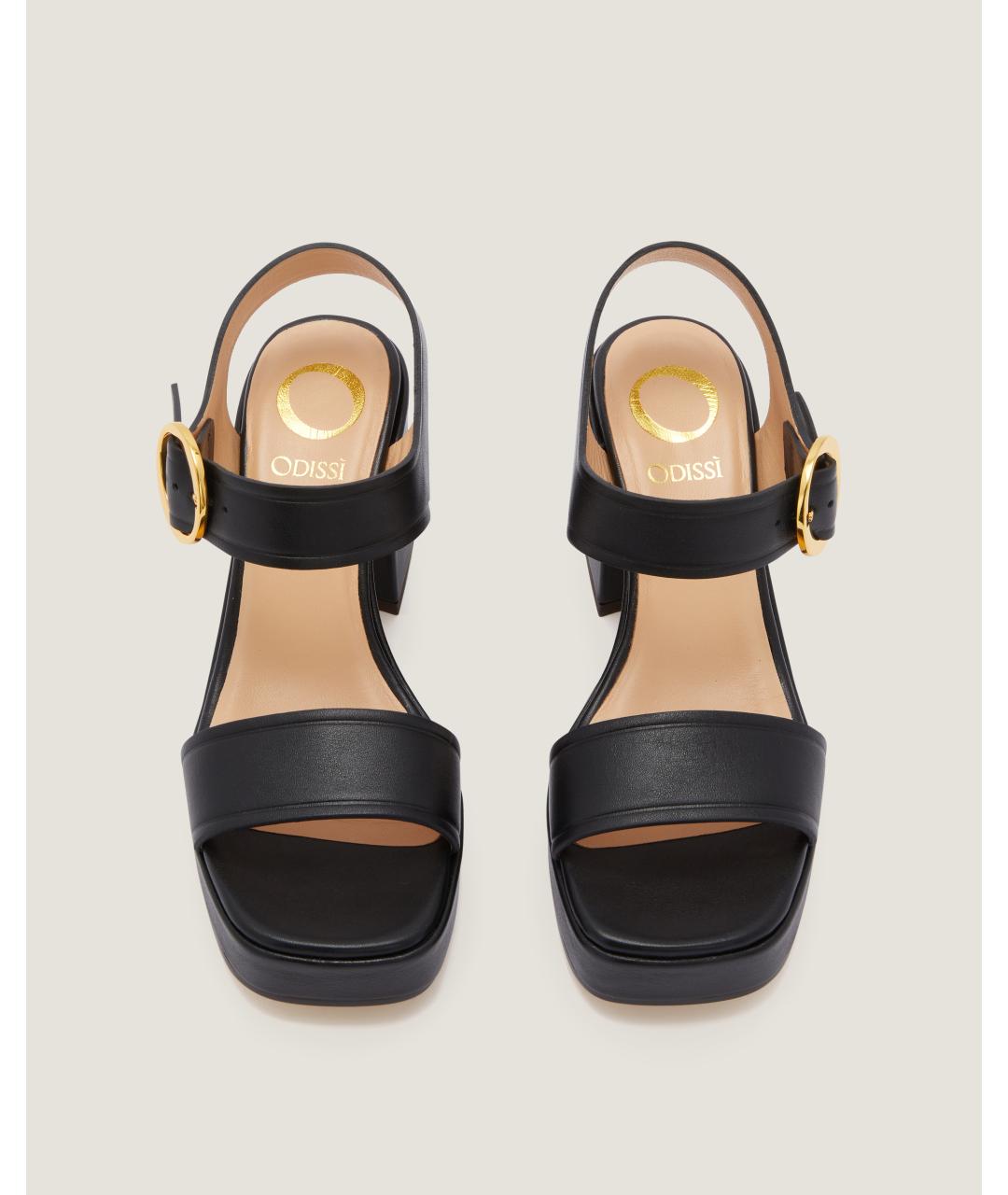 Odissì Черные кожаные босоножки, фото 4