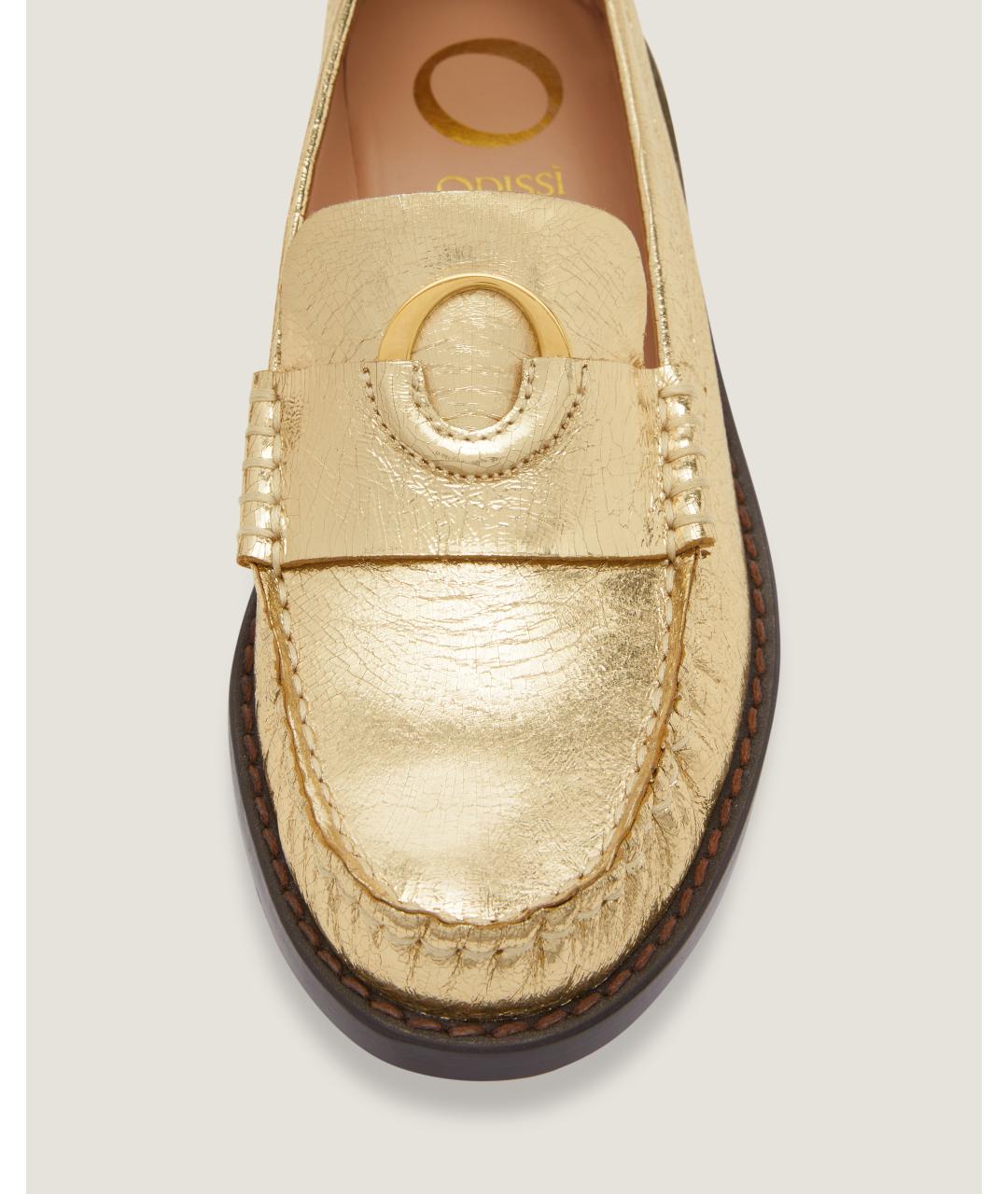 Odissì Золотые кожаные лоферы, фото 3