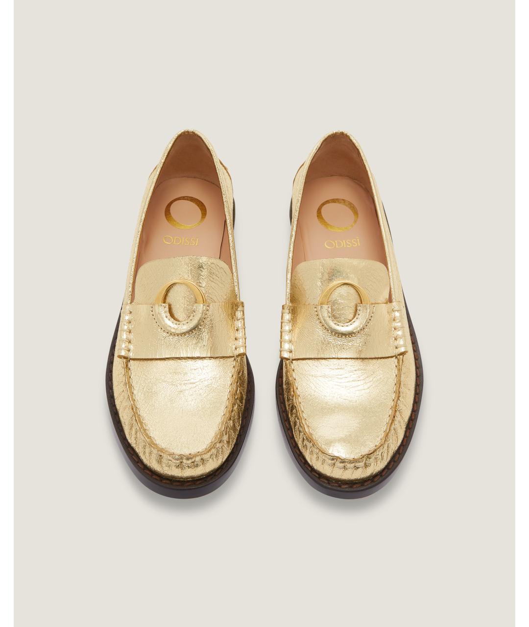 Odissì Золотые кожаные лоферы, фото 4