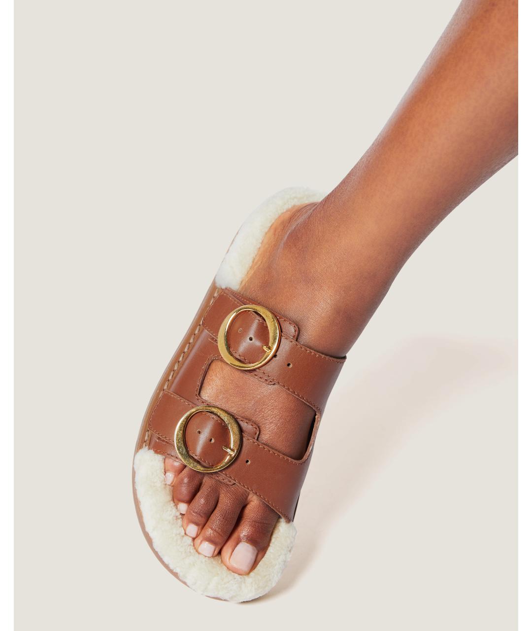 Odissì Коричневые кожаные шлепанцы, фото 5