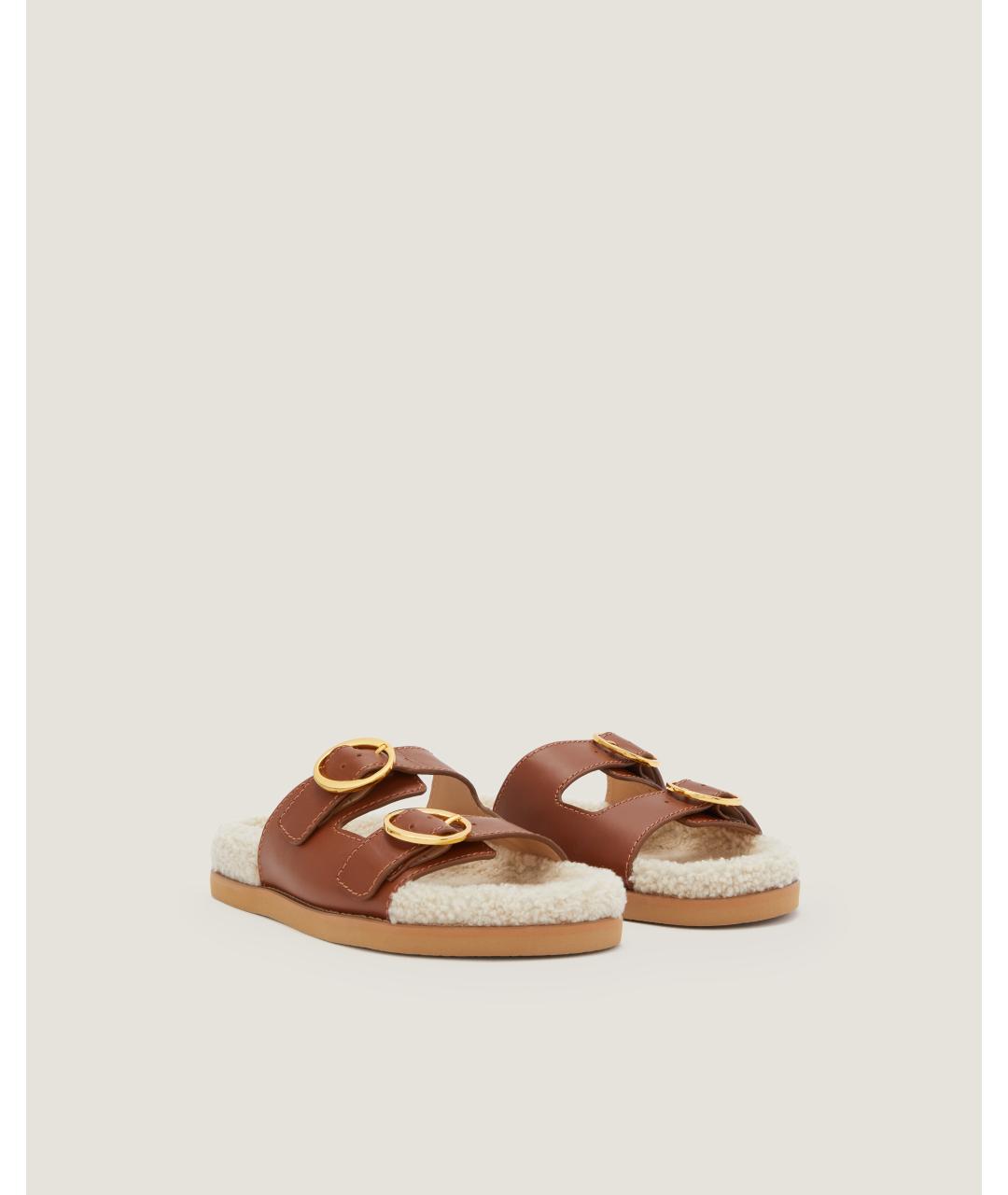 Odissì Коричневые кожаные шлепанцы, фото 2