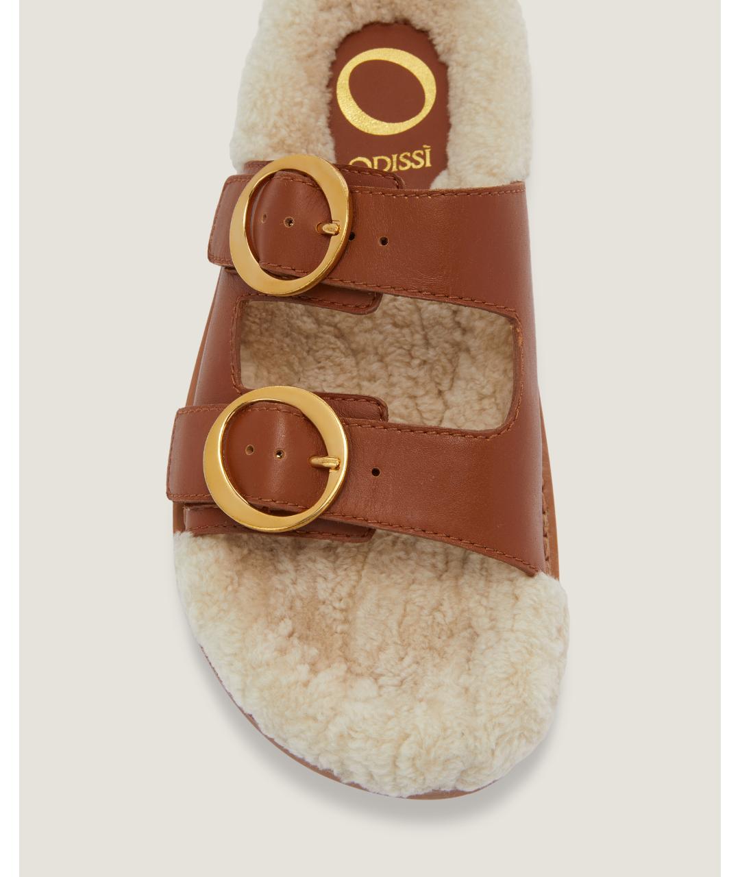 Odissì Коричневые кожаные шлепанцы, фото 3