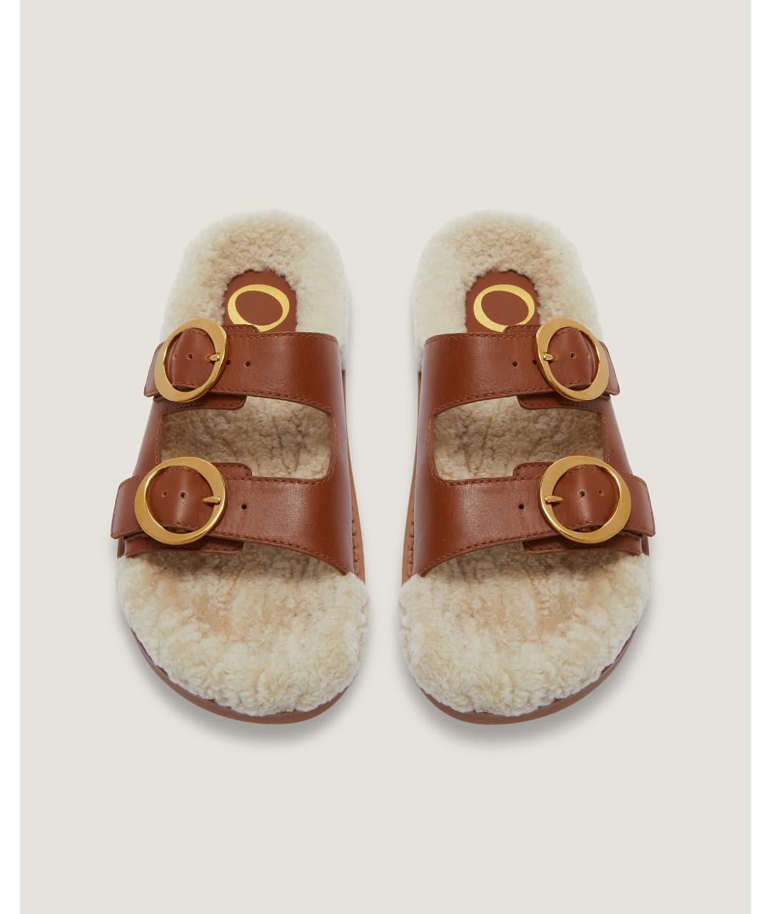 Odissì Коричневые кожаные шлепанцы, фото 4