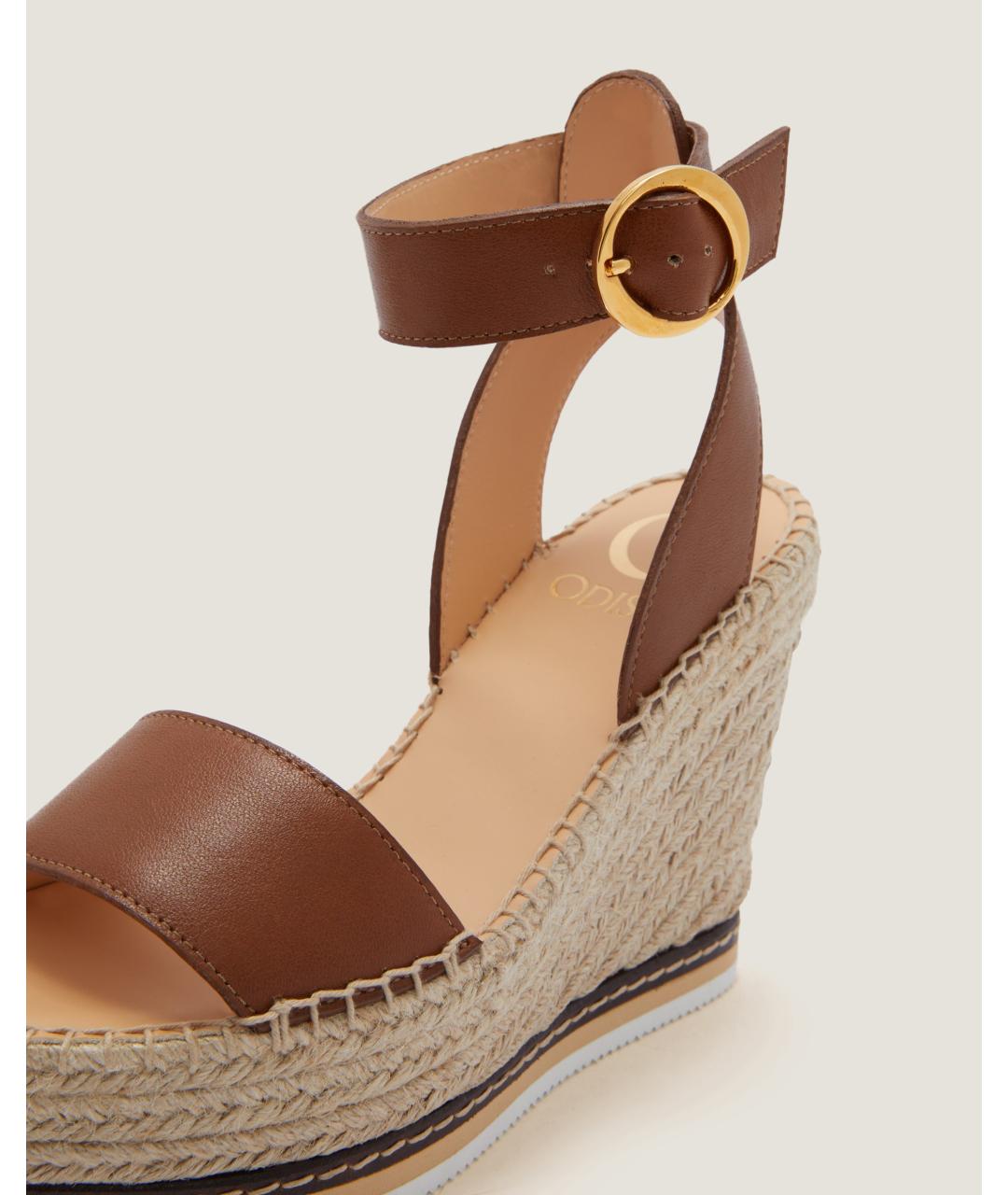 Odissì Коричневые кожаные босоножки, фото 3