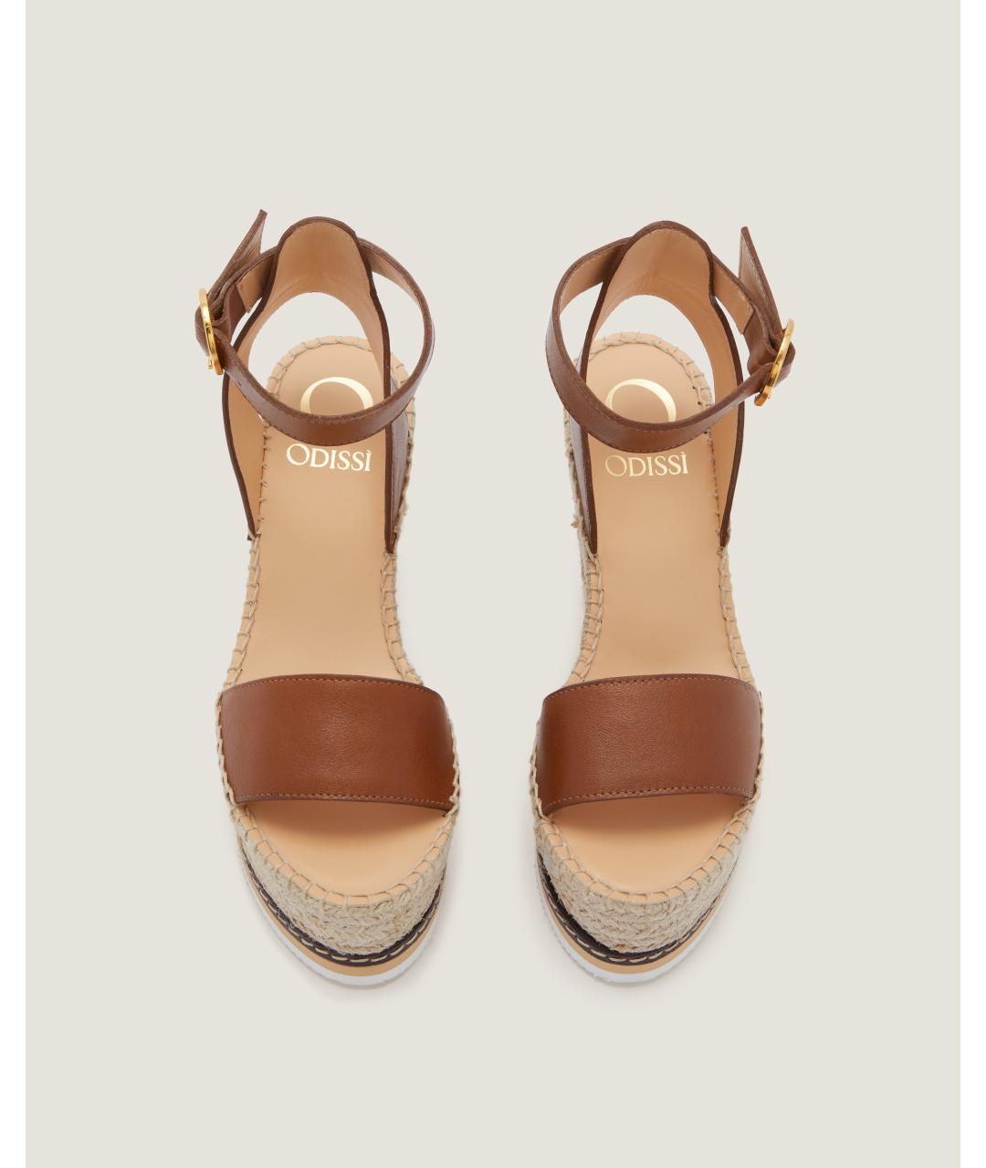 Odissì Коричневые кожаные босоножки, фото 4