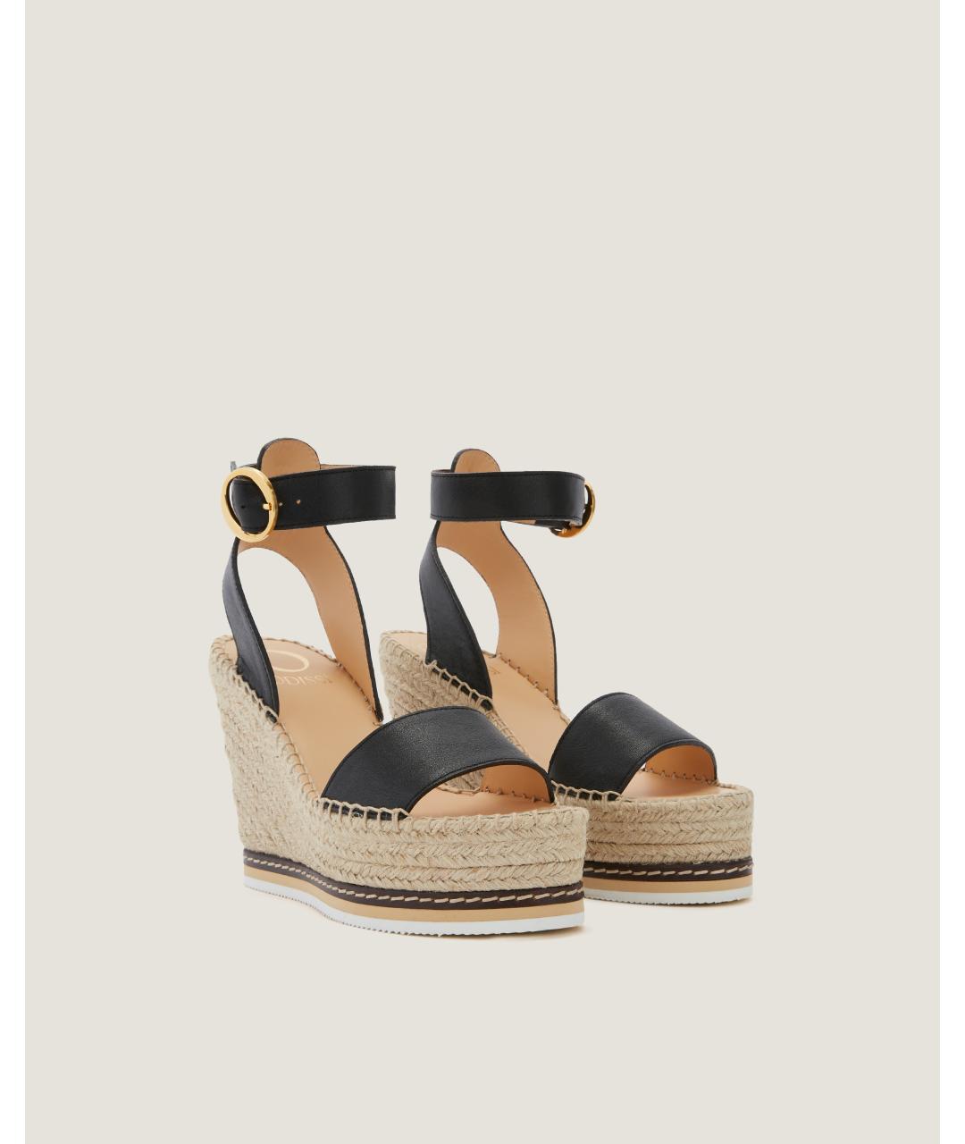 Odissì Черные кожаные босоножки, фото 2