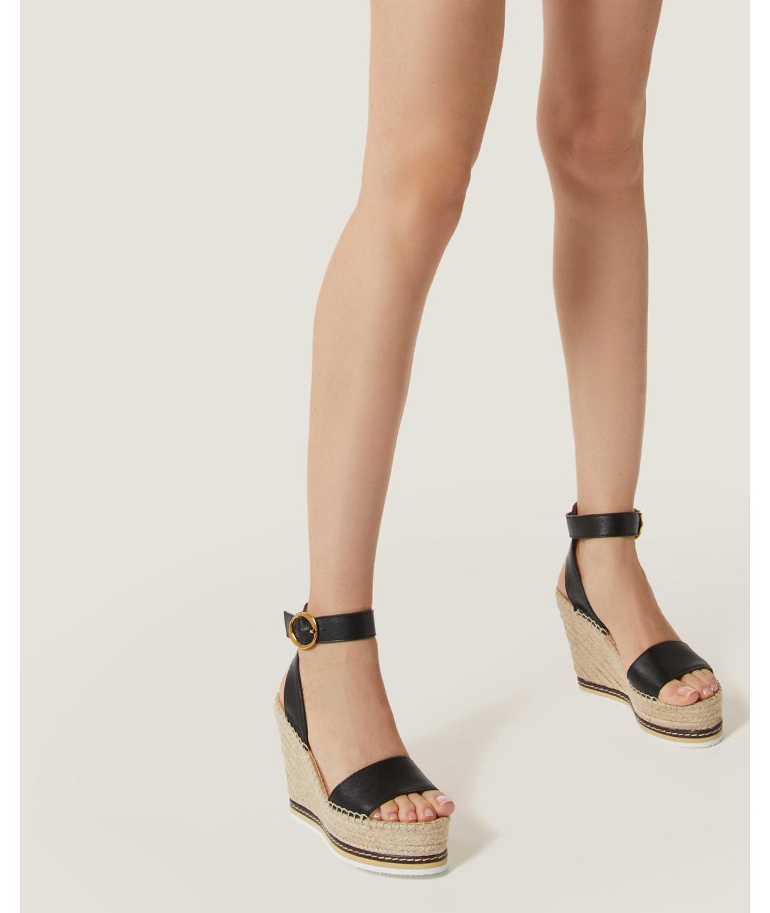 Odissì Черные кожаные босоножки, фото 5