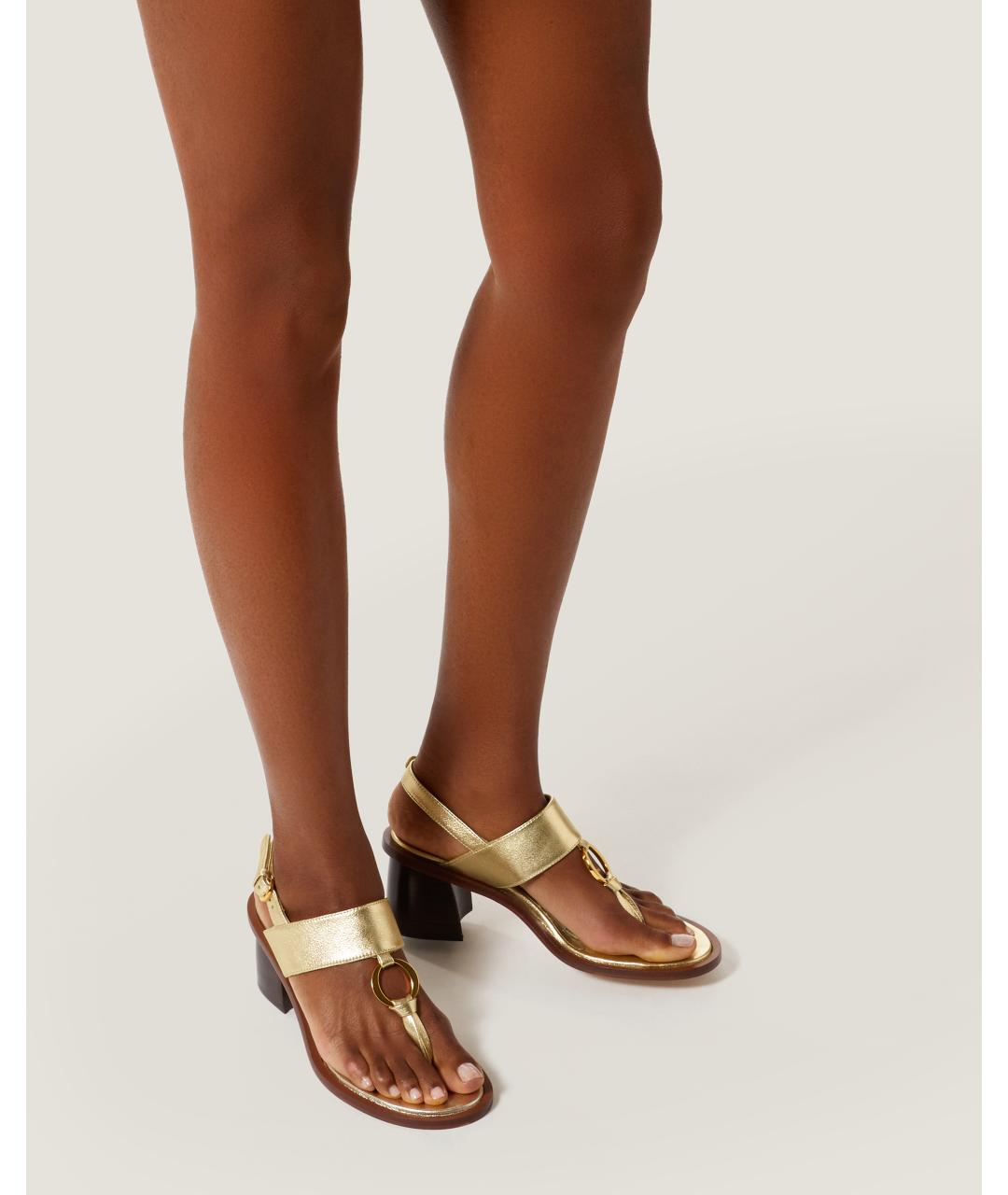 Odissì Золотые кожаные босоножки, фото 5