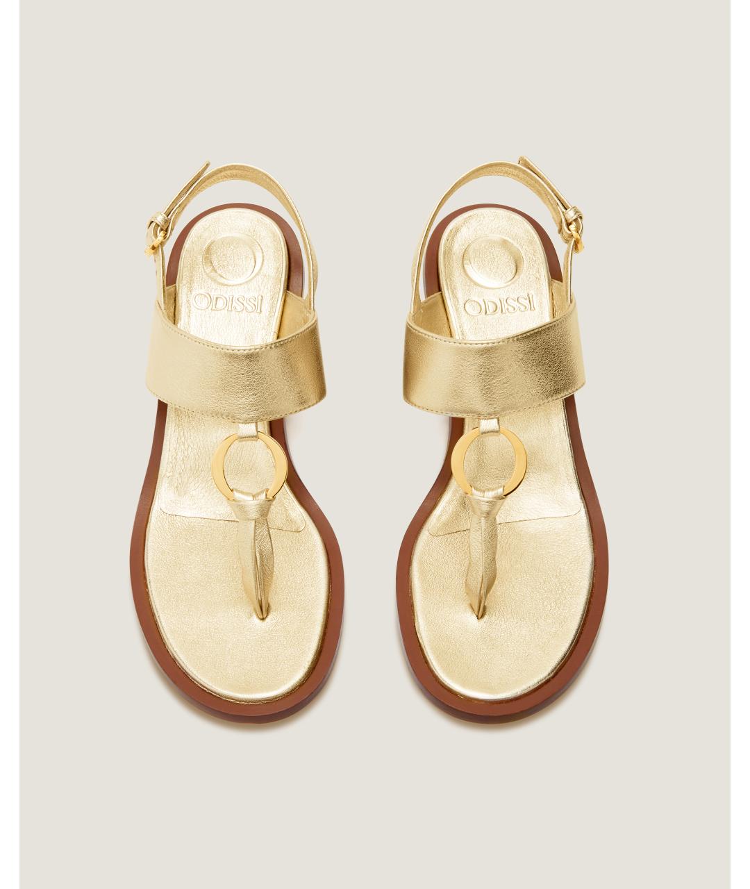 Odissì Золотые кожаные босоножки, фото 4
