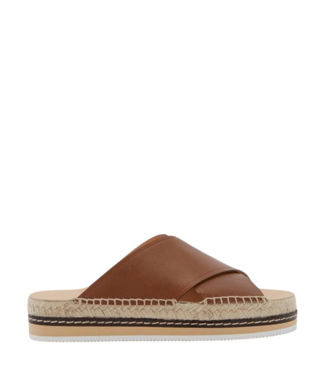 Odissì Коричневые кожаные шлепанцы, фото 1