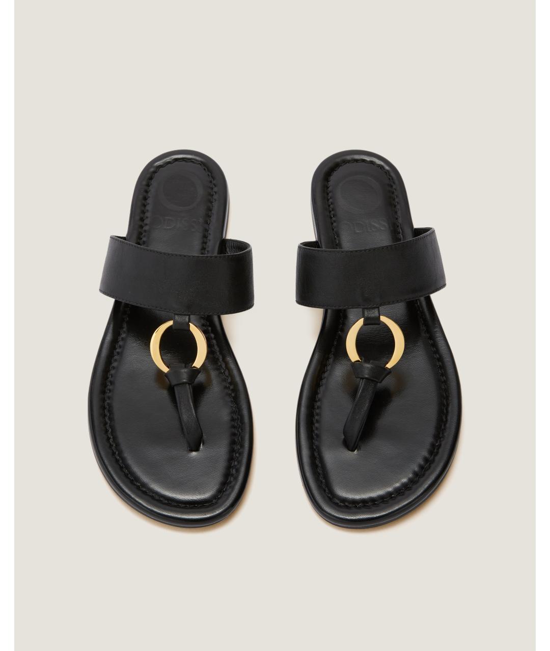 Odissì Черные кожаные шлепанцы, фото 4