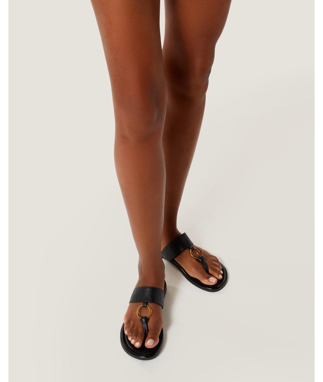 Odissì Черные кожаные шлепанцы, фото 5