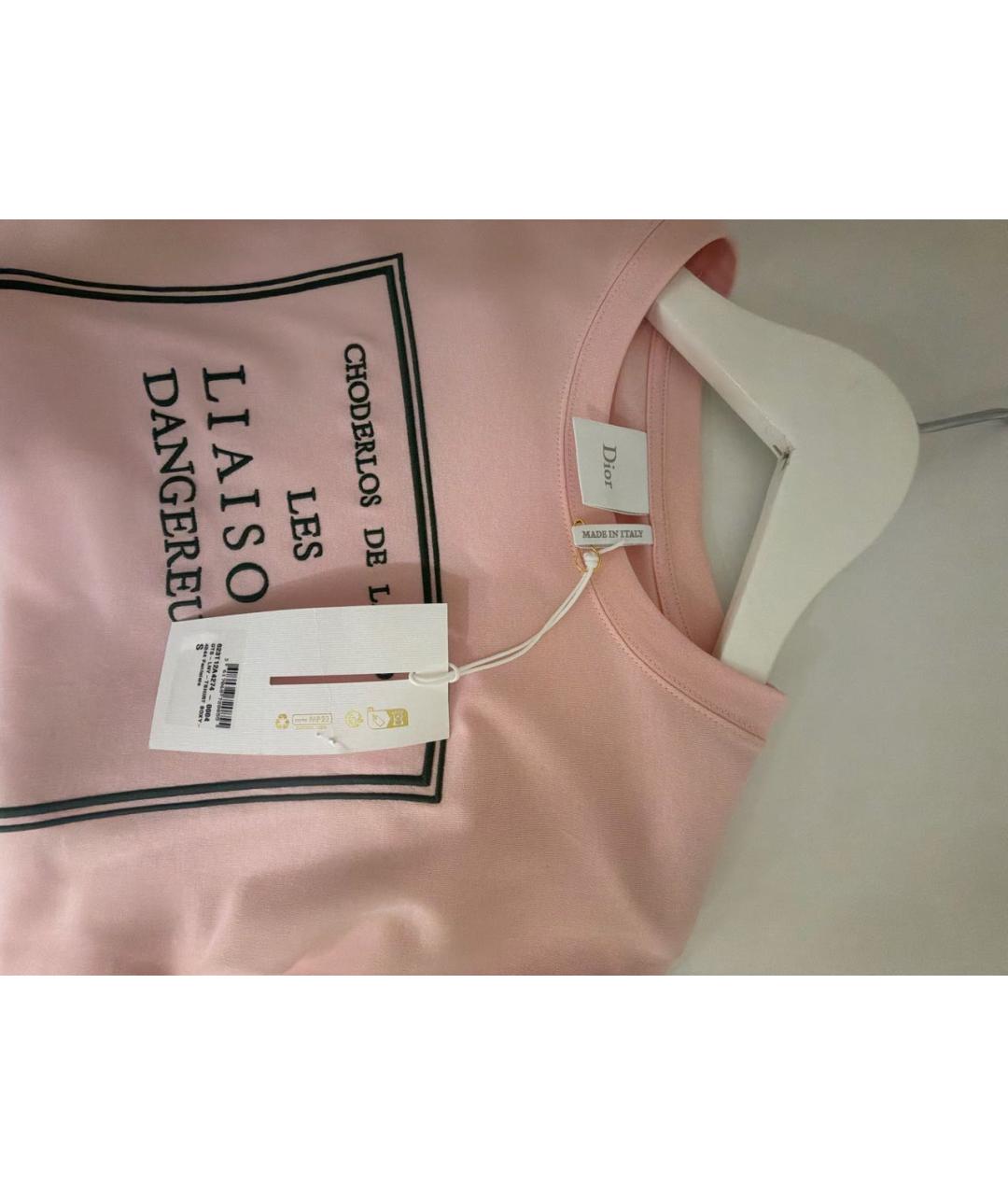 CHRISTIAN DIOR Розовая хлопковая футболка, фото 3