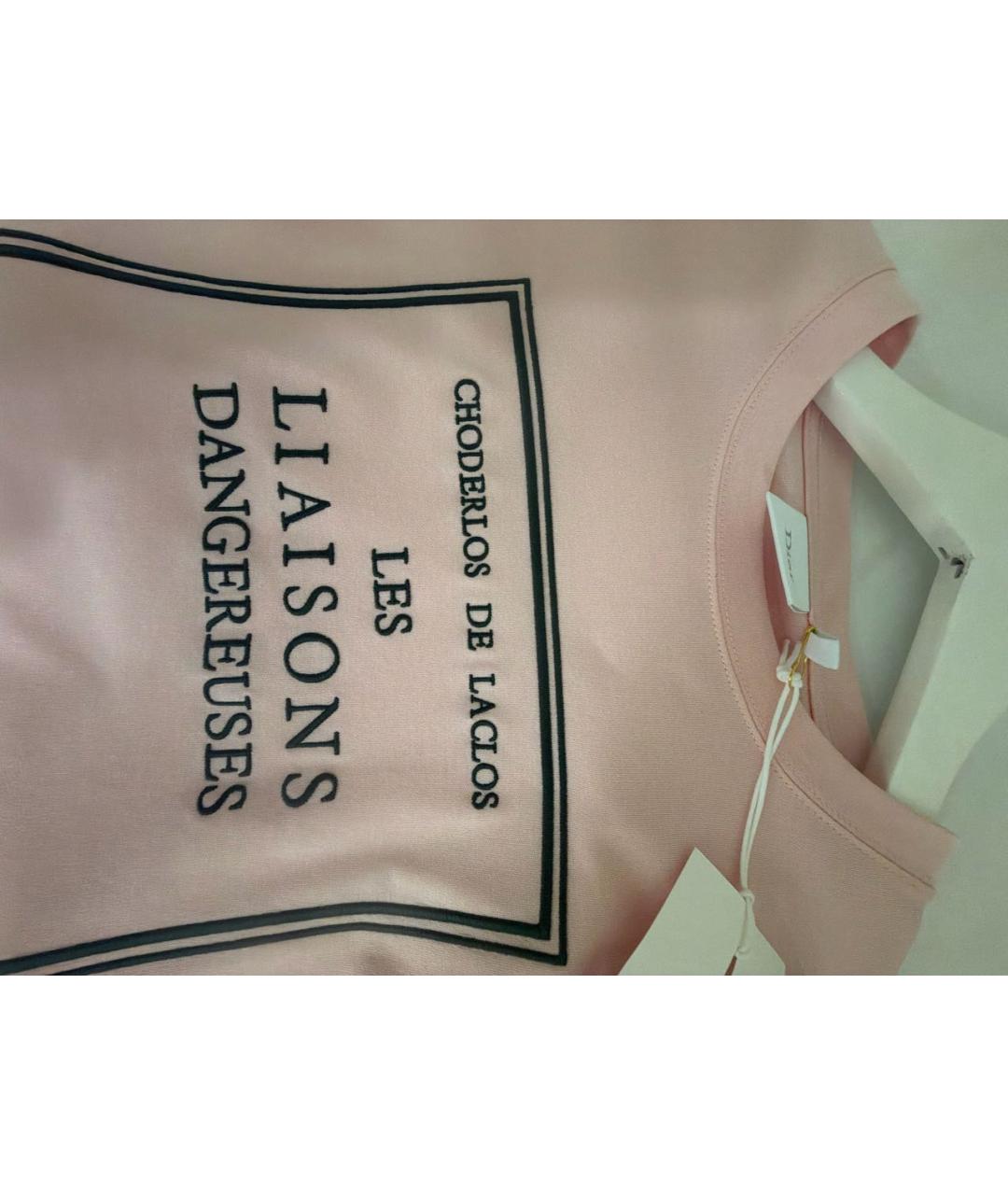 CHRISTIAN DIOR Розовая хлопковая футболка, фото 4
