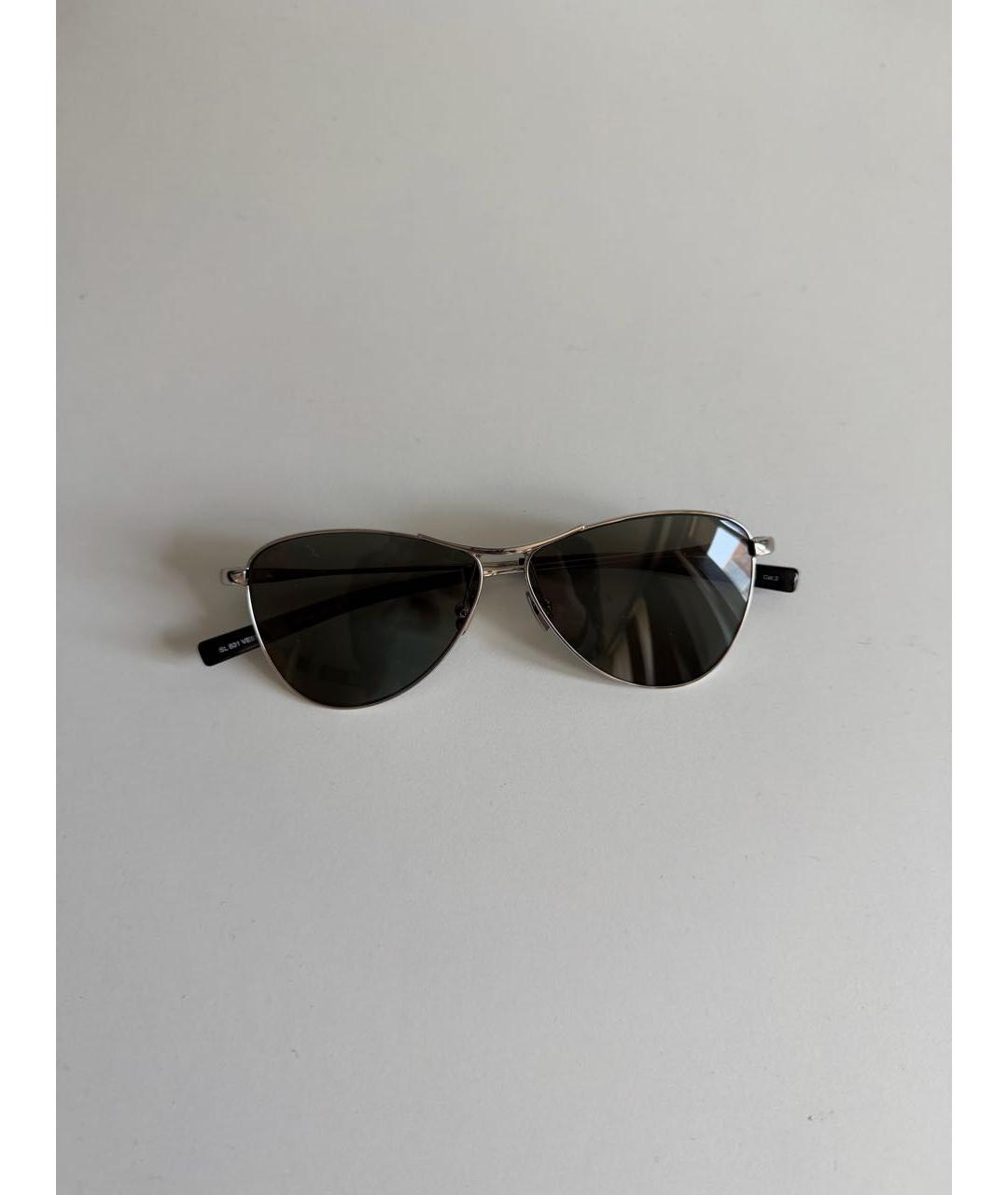 SAINT LAURENT Черные металлические солнцезащитные очки, фото 2