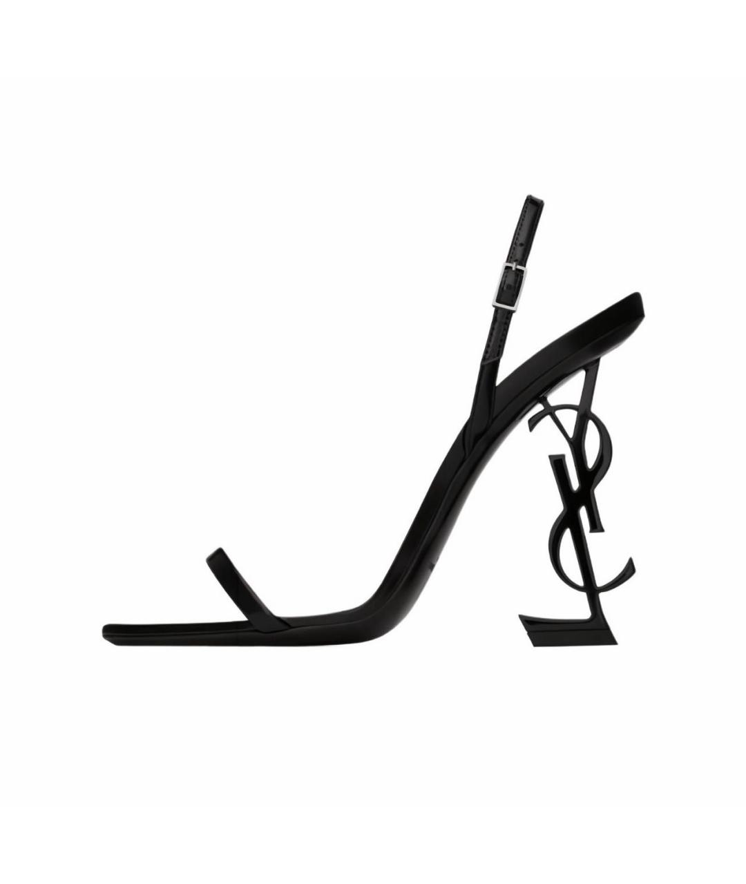 SAINT LAURENT Черные босоножки из лакированной кожи, фото 9