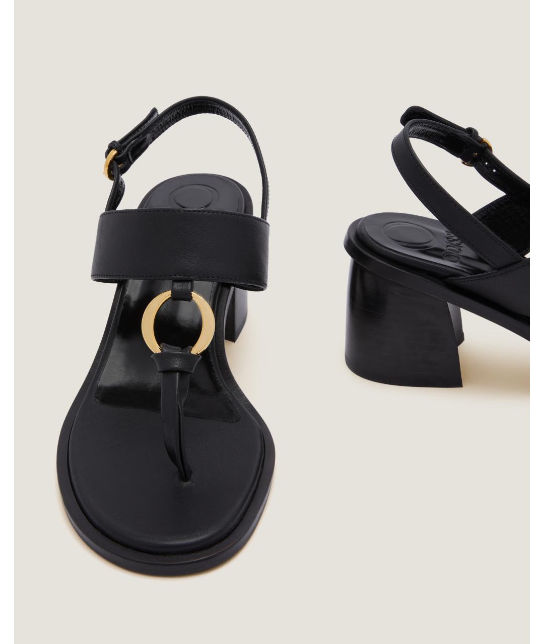 Odissì Черные кожаные босоножки, фото 3