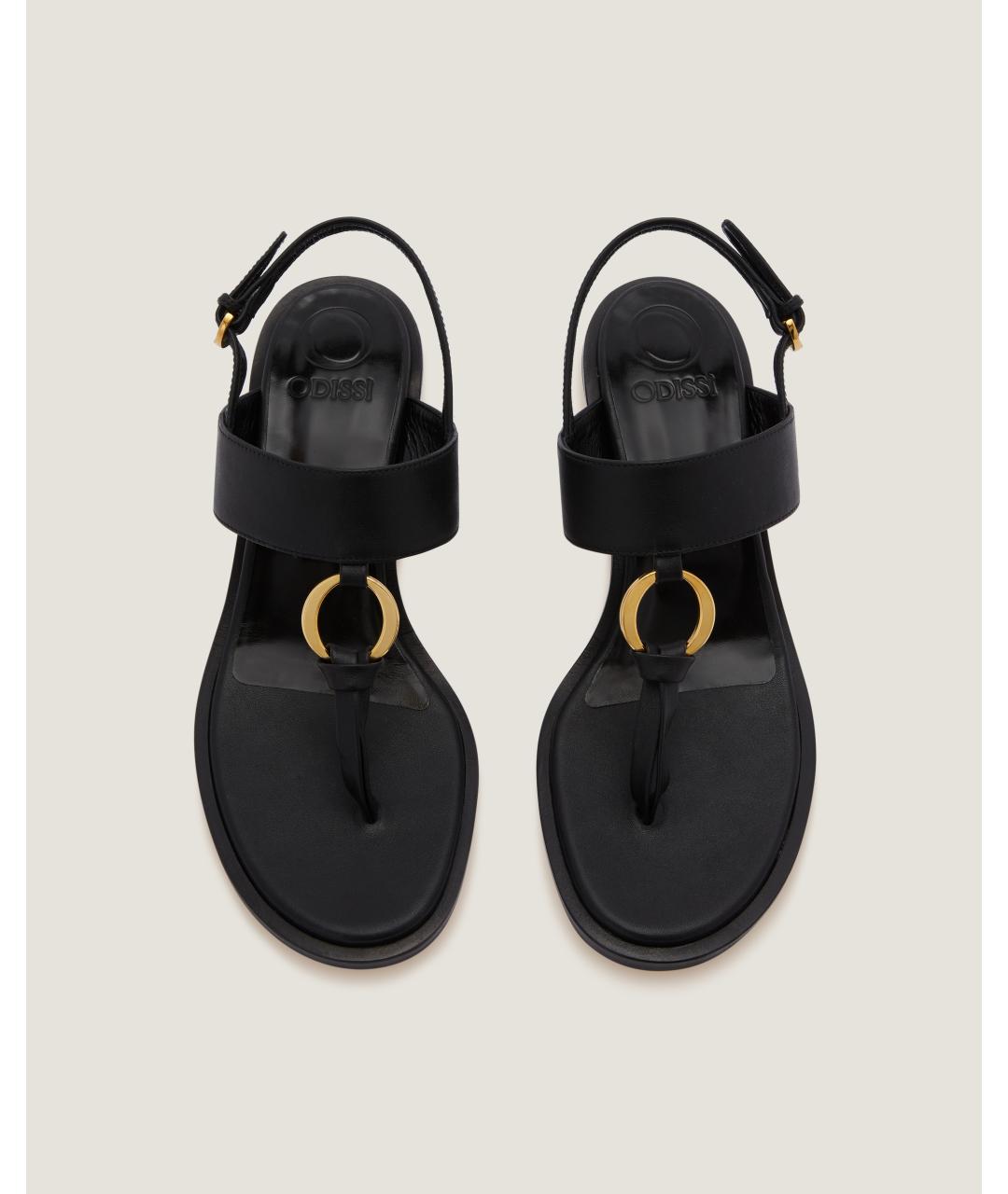 Odissì Черные кожаные босоножки, фото 4