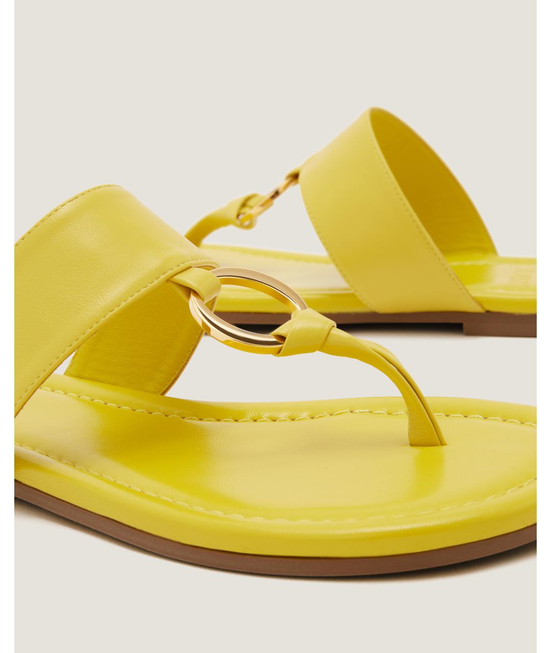 Odissì Желтые кожаные шлепанцы, фото 3