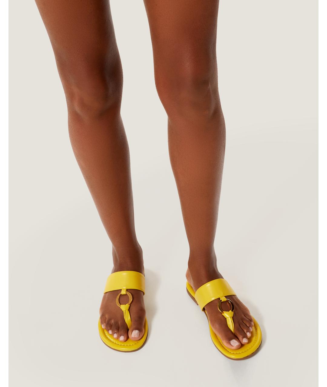 Odissì Желтые кожаные шлепанцы, фото 5