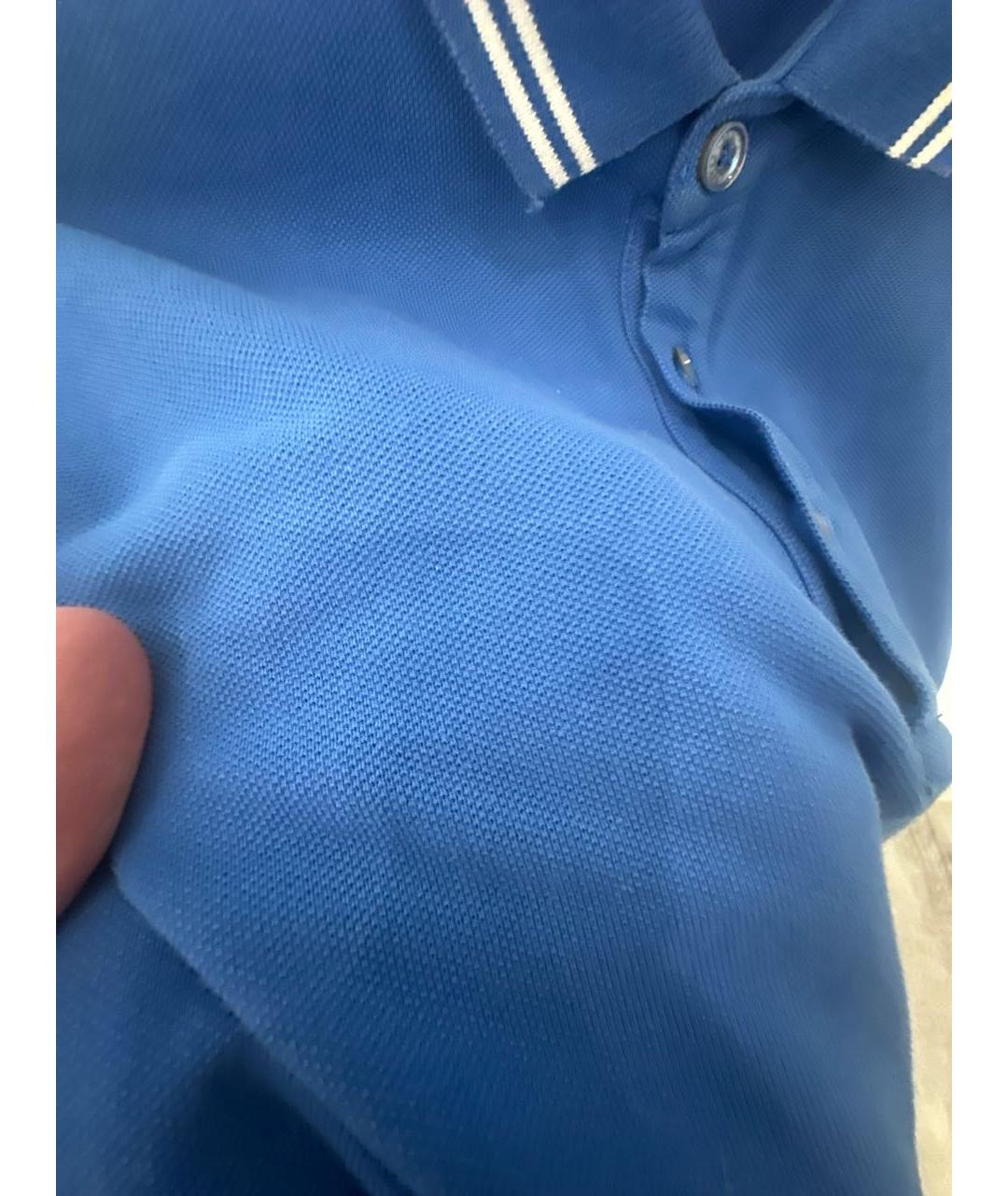 MONCLER Синее хлопковое поло с коротким рукавом, фото 4