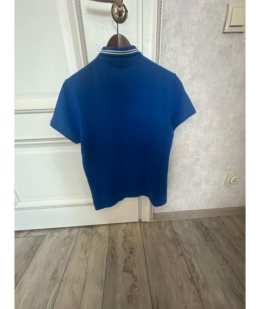 MONCLER Синее хлопковое поло с коротким рукавом, фото 2