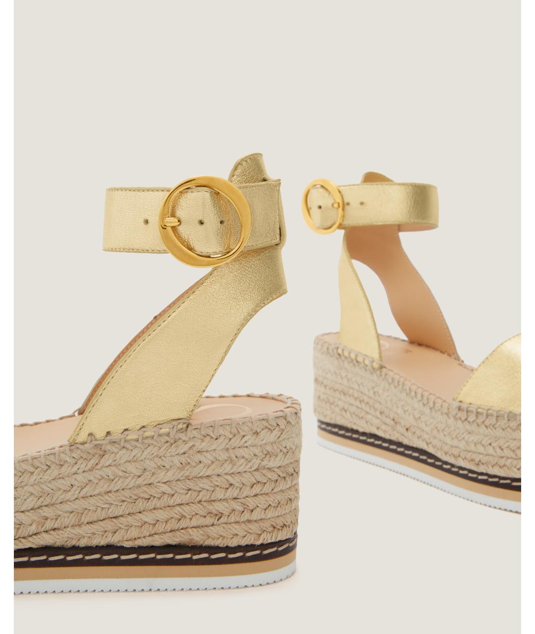 Odissì Золотые кожаные босоножки, фото 3