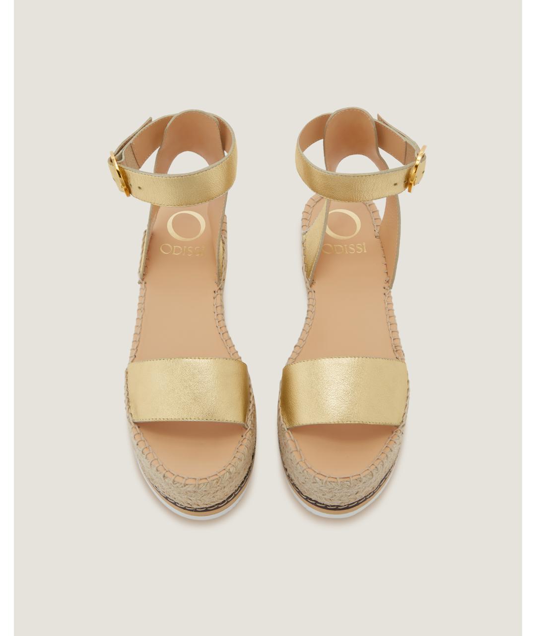 Odissì Золотые кожаные босоножки, фото 4