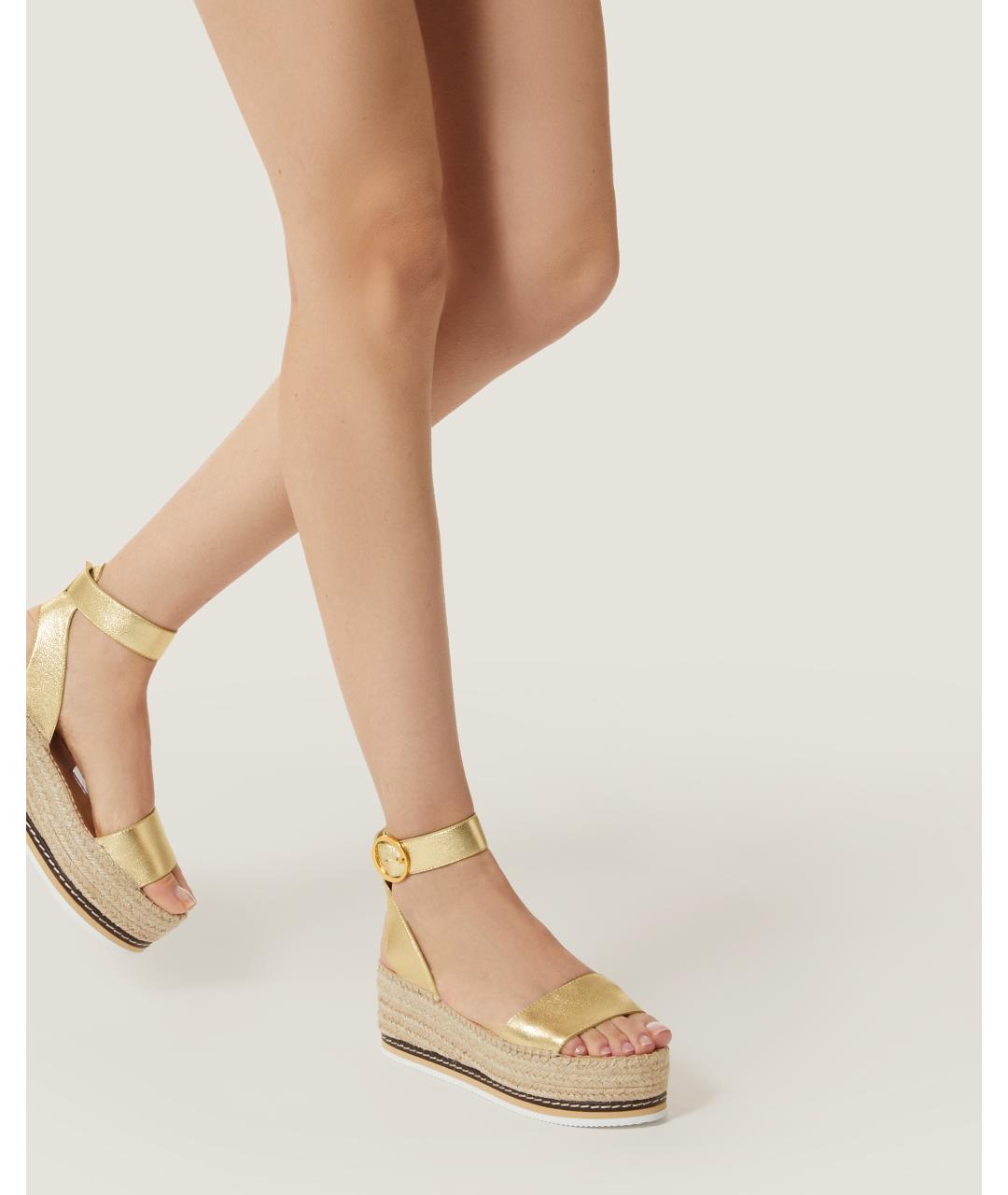 Odissì Золотые кожаные босоножки, фото 5