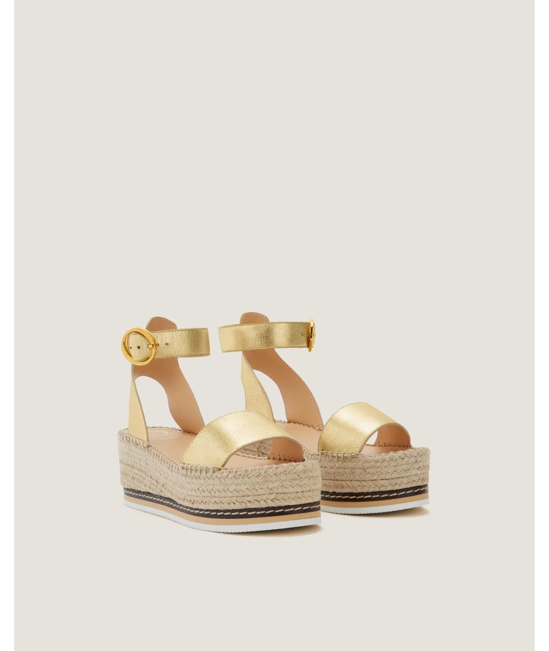 Odissì Золотые кожаные босоножки, фото 2