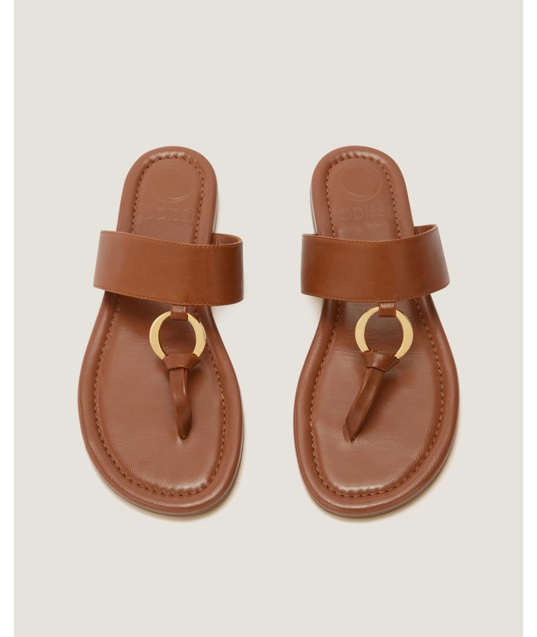 Odissì Коричневые кожаные шлепанцы, фото 4