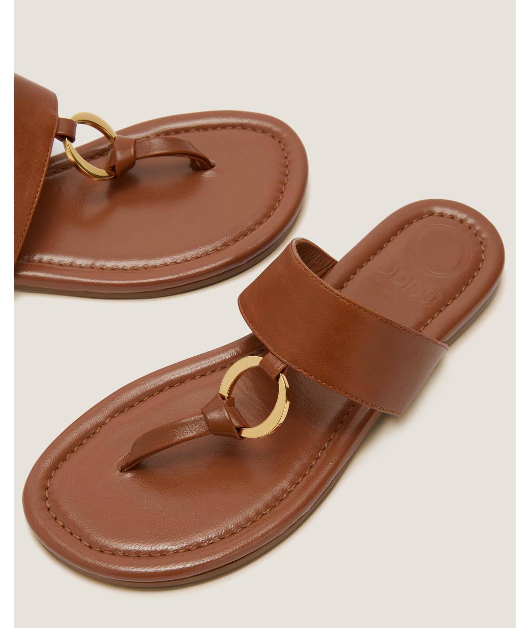 Odissì Коричневые кожаные шлепанцы, фото 3