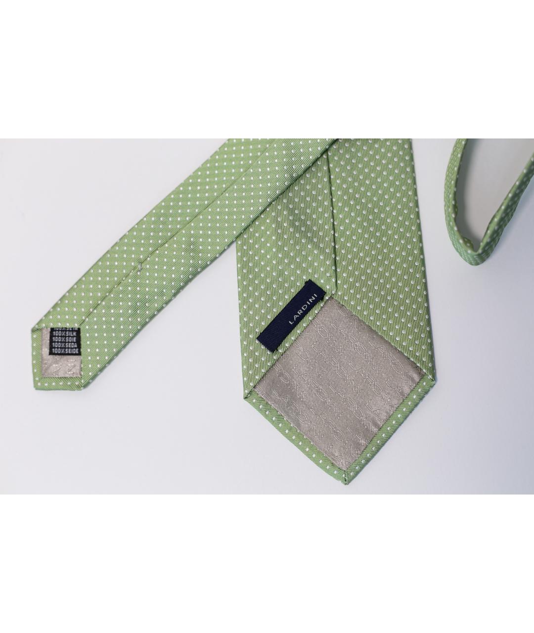 LARDINI Салатовый шелковый галстук, фото 2