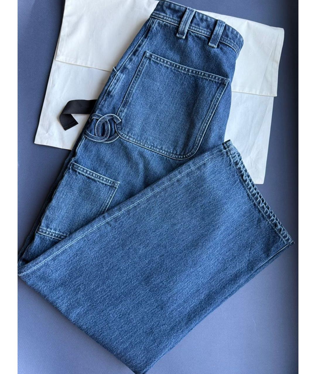 CHANEL Темно-синие хлопковые прямые джинсы, фото 4