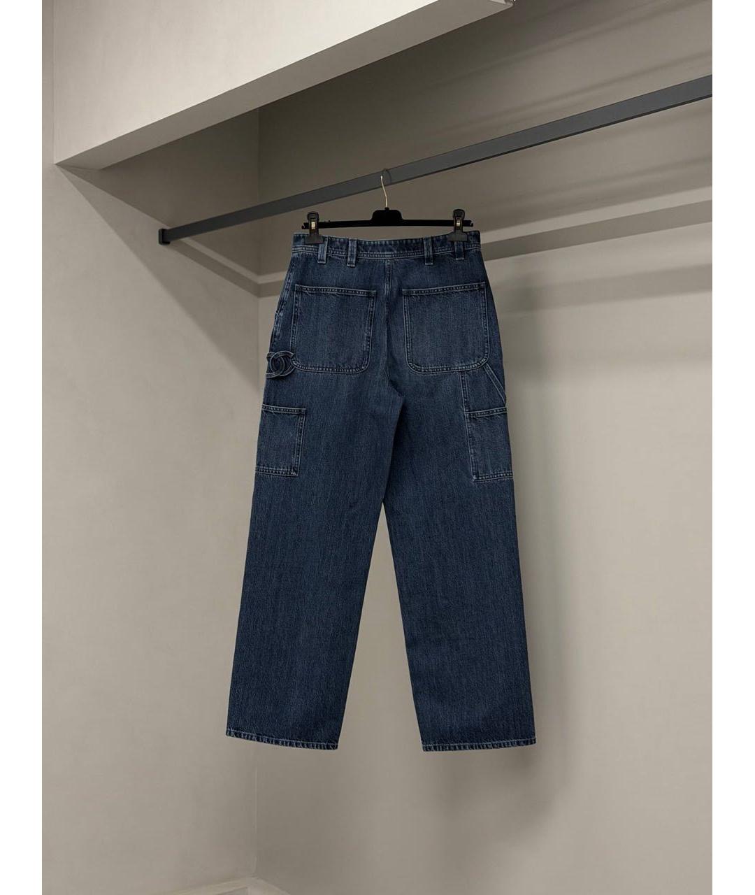 CHANEL Темно-синие хлопковые прямые джинсы, фото 2