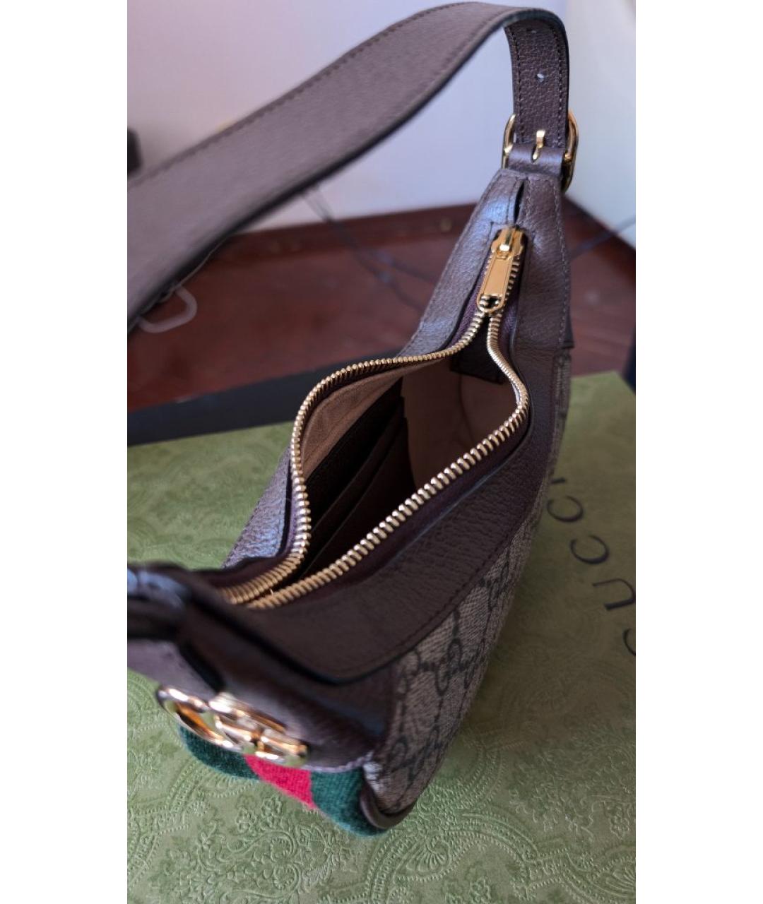 GUCCI Коричневая тканевая сумка через плечо, фото 4
