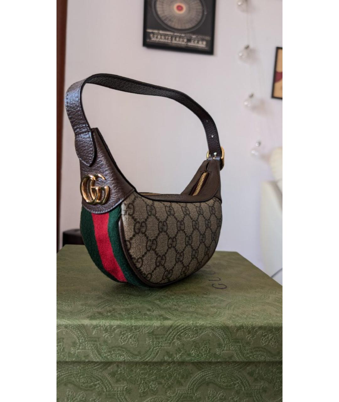 GUCCI Коричневая тканевая сумка через плечо, фото 2