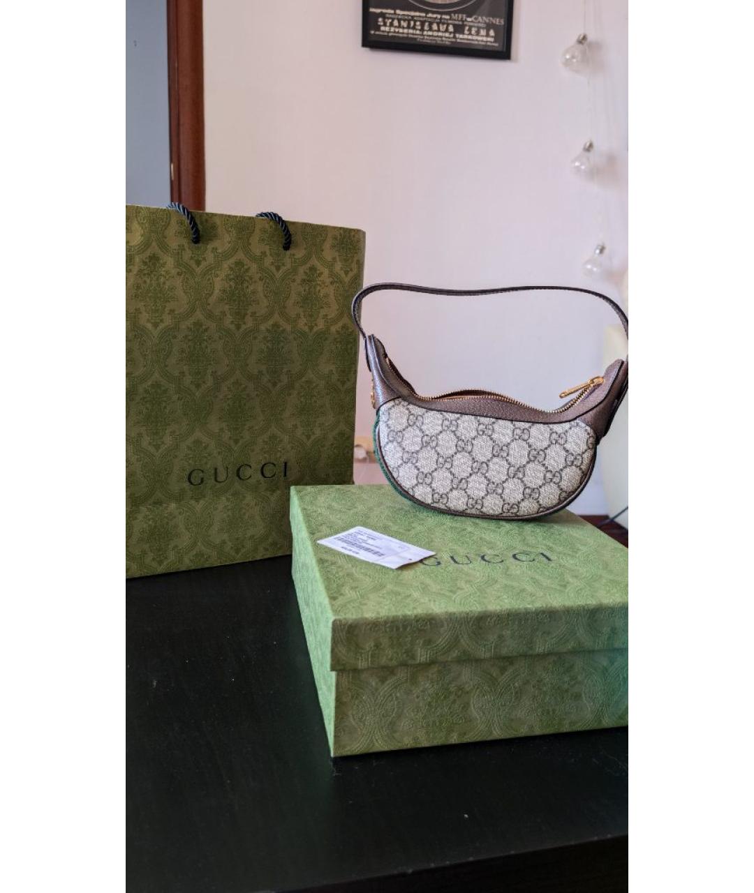 GUCCI Коричневая тканевая сумка через плечо, фото 7