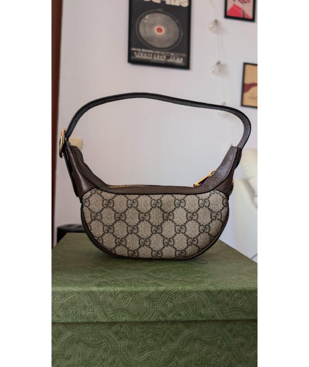 GUCCI Коричневая тканевая сумка через плечо, фото 9