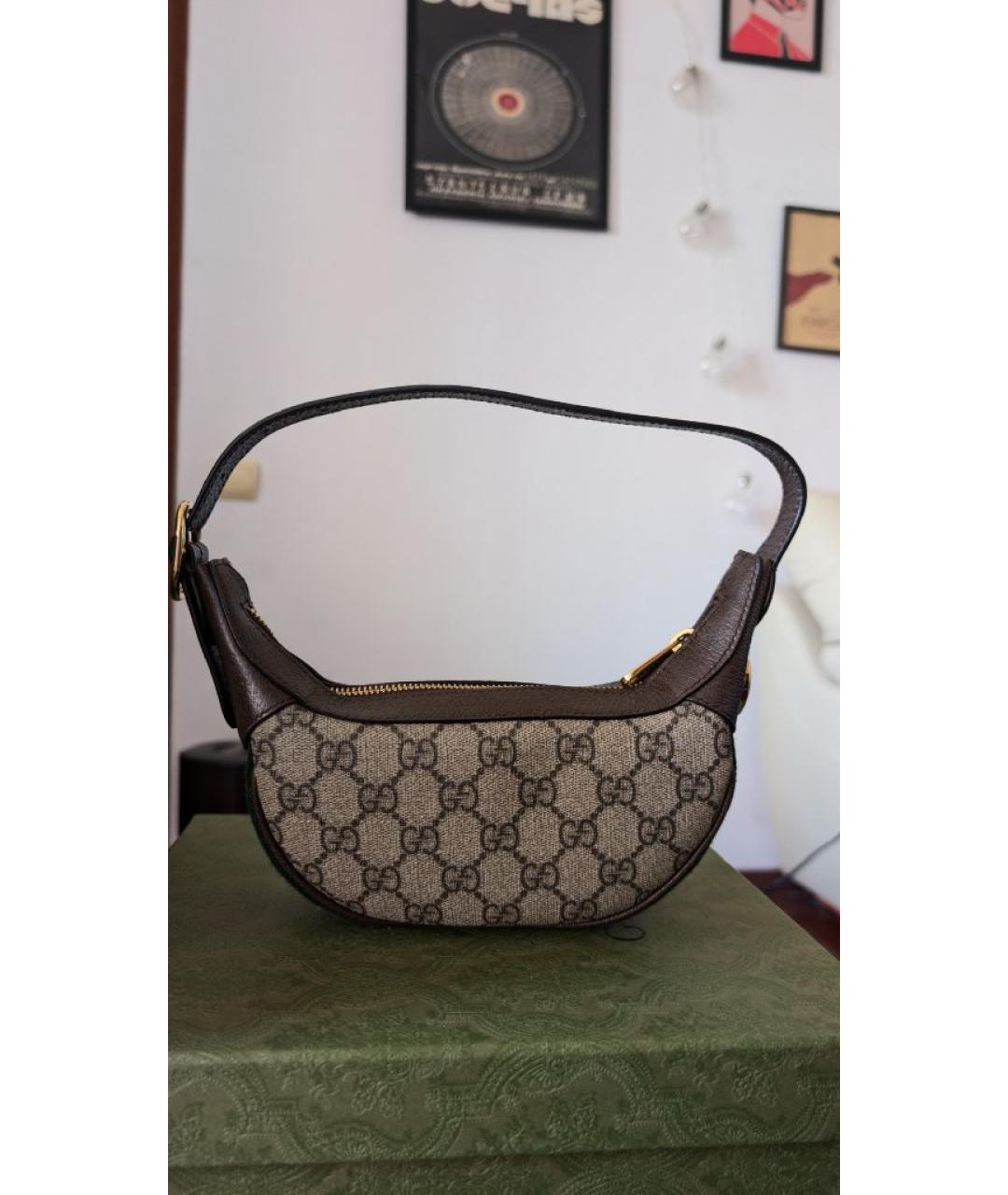 GUCCI Коричневая тканевая сумка через плечо, фото 3