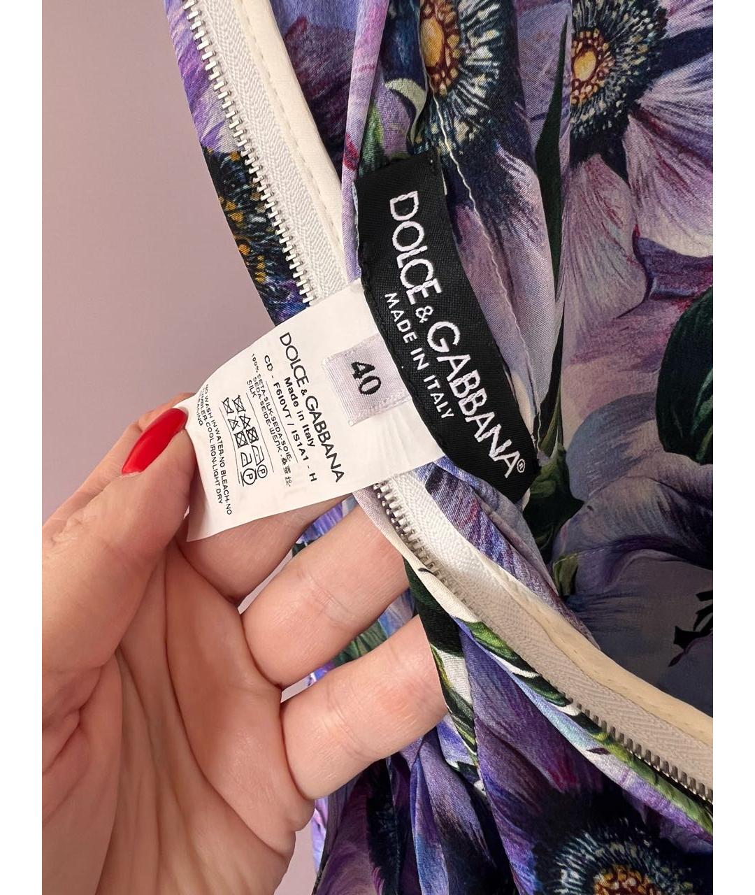 DOLCE&GABBANA Мульти шелковое повседневное платье, фото 3