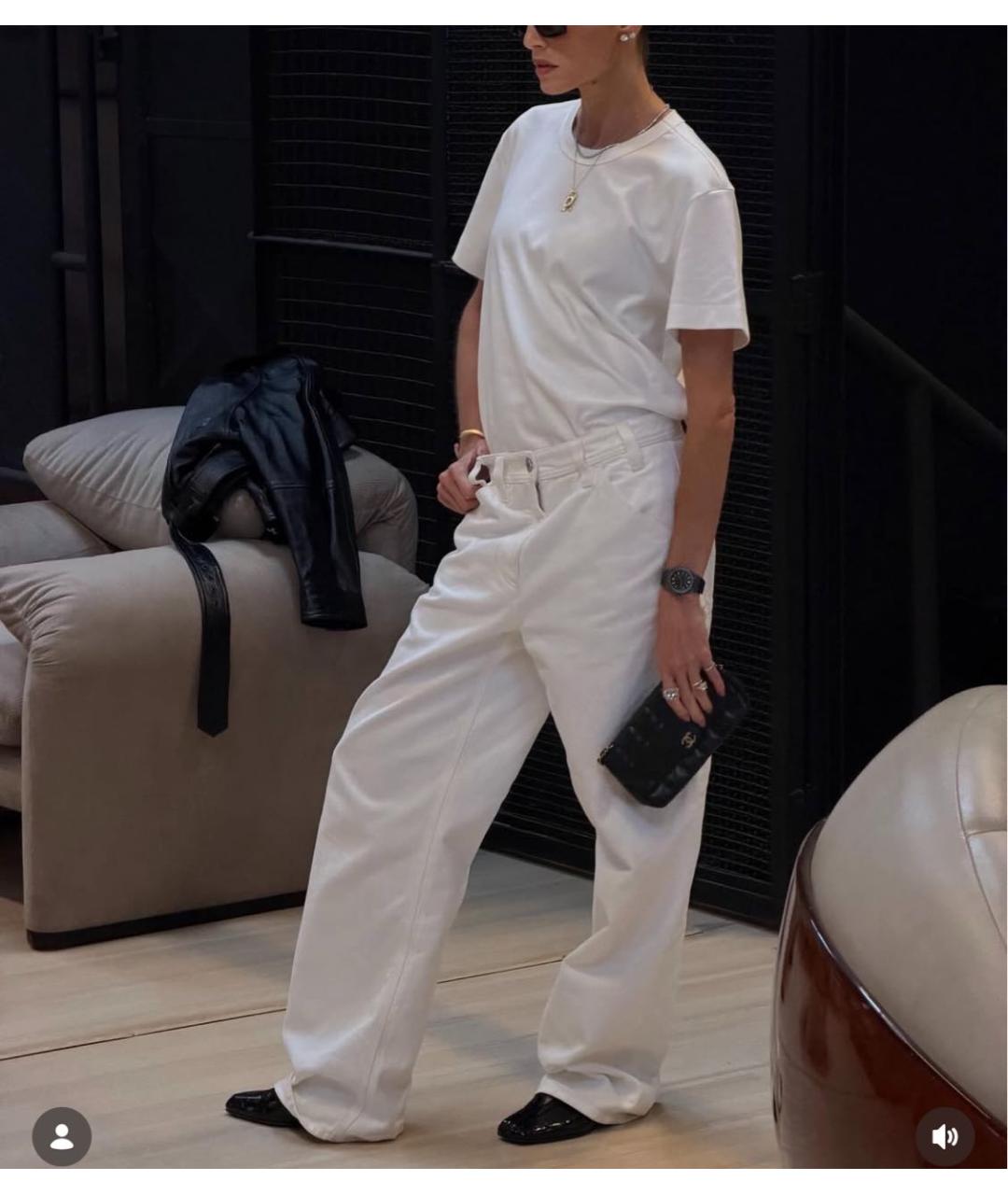 CHANEL Белые хлопковые прямые джинсы, фото 4