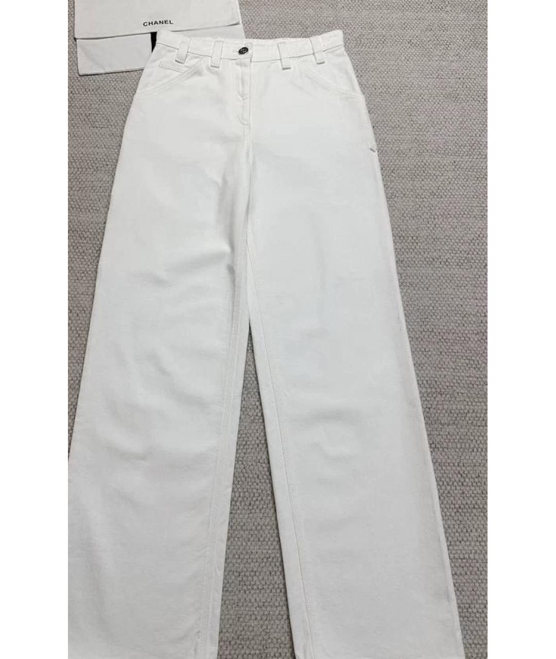 CHANEL Белые хлопковые прямые джинсы, фото 6