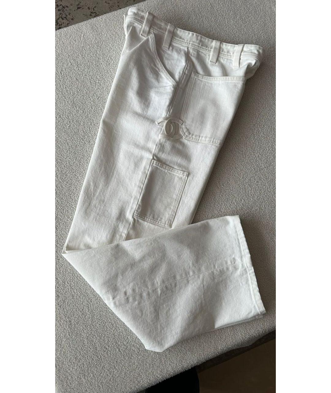 CHANEL Белые хлопковые прямые джинсы, фото 3
