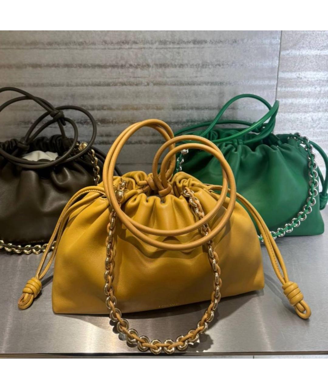 LOEWE Горчичная кожаная сумка через плечо, фото 5