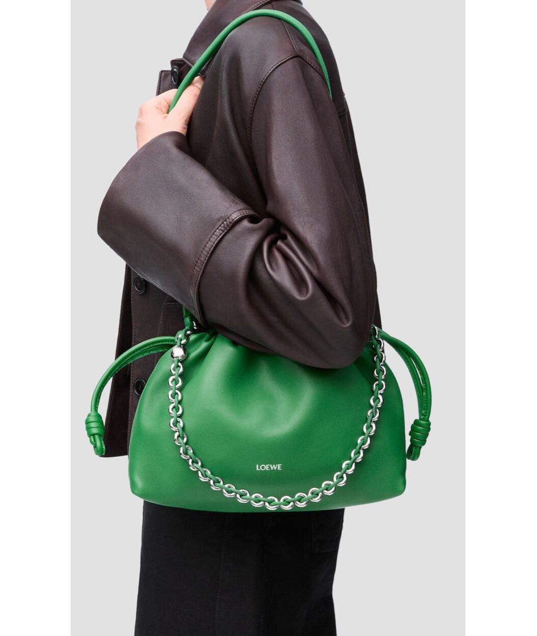 LOEWE Зеленая кожаная сумка через плечо, фото 5