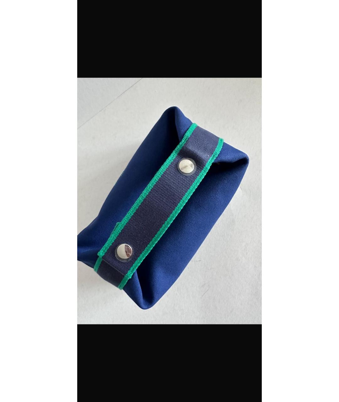 HERMES Темно-синяя тканевая косметичка, фото 2