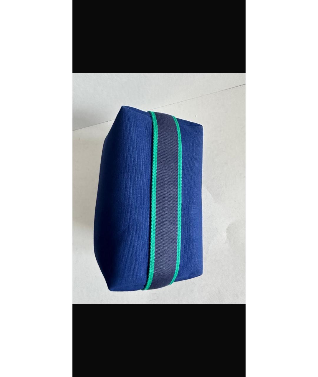 HERMES Темно-синяя тканевая косметичка, фото 3