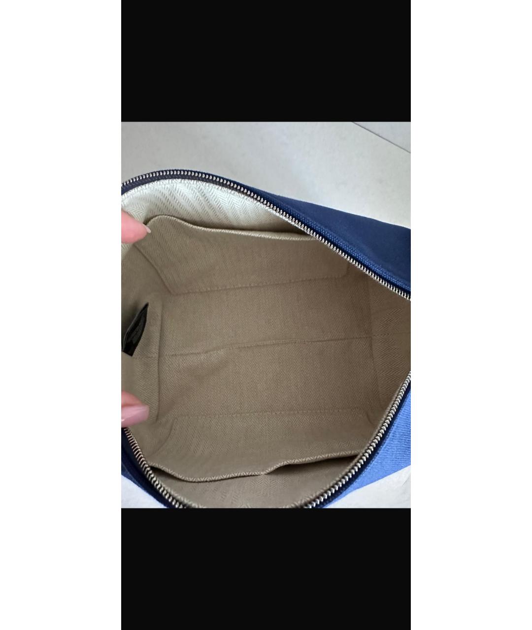 HERMES Темно-синяя тканевая косметичка, фото 5