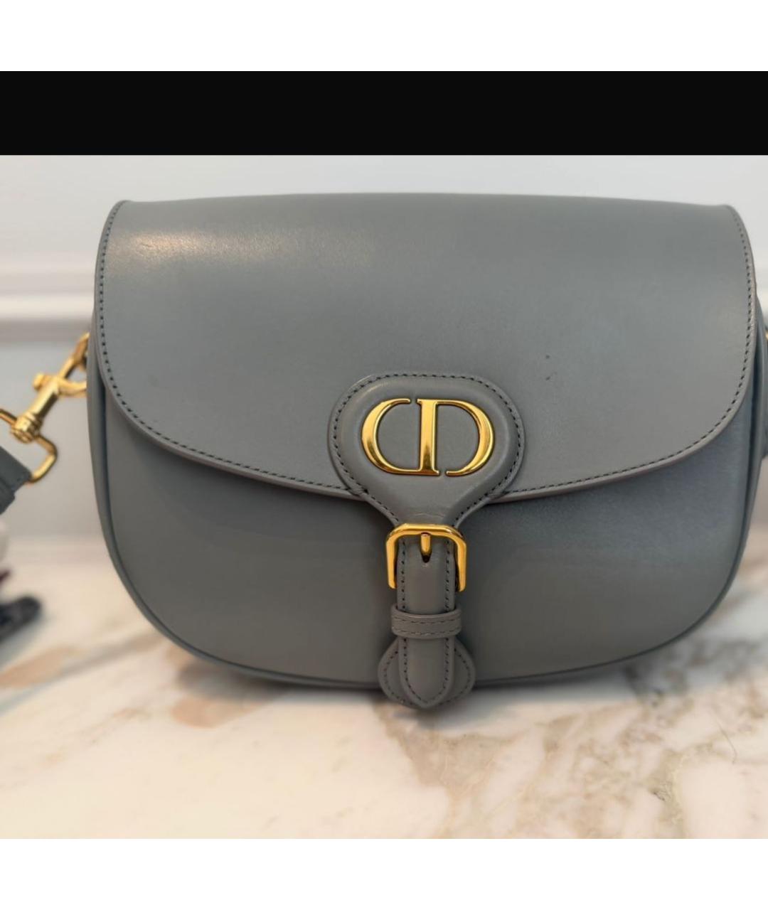 CHRISTIAN DIOR Серая кожаная сумка через плечо, фото 2